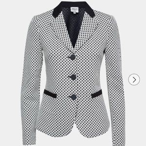Armani Collezioni Monochrome Geometric Motif Embossed Blazer Sz 4